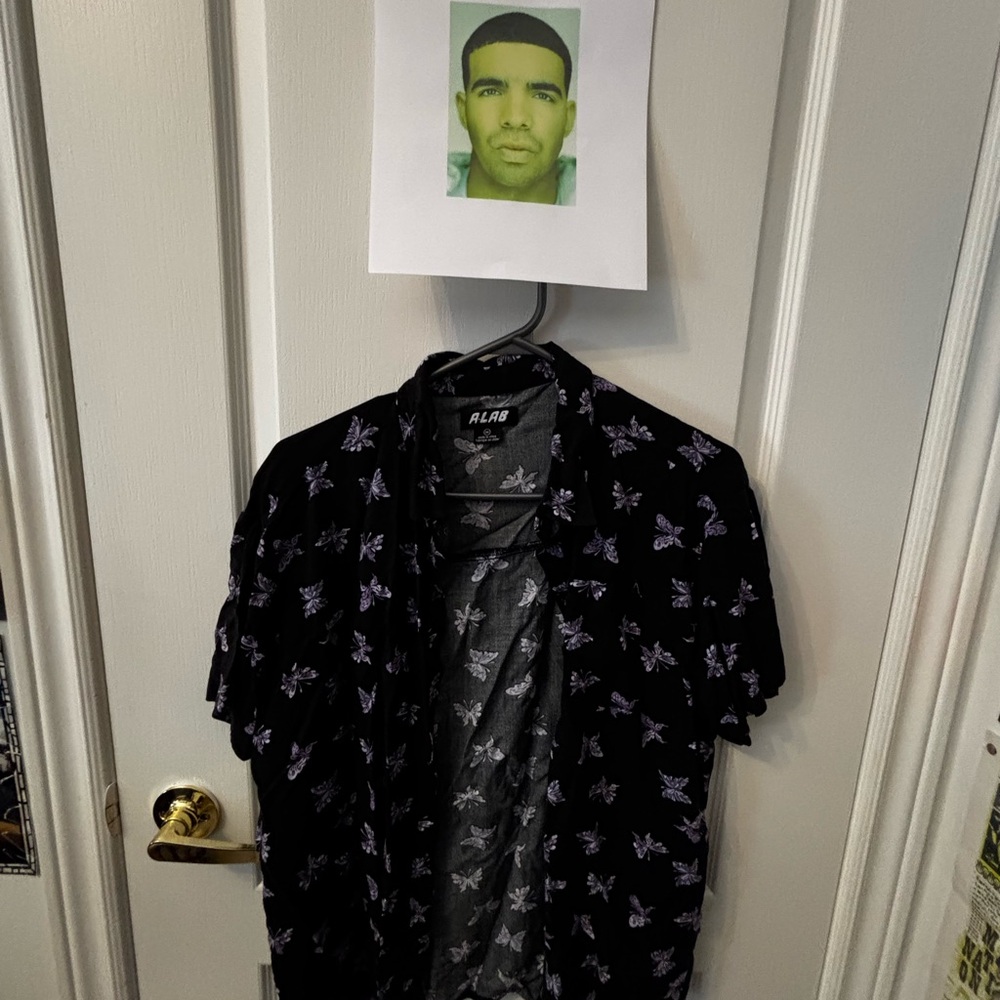 Black Men’s Shirt with Butterfly Print